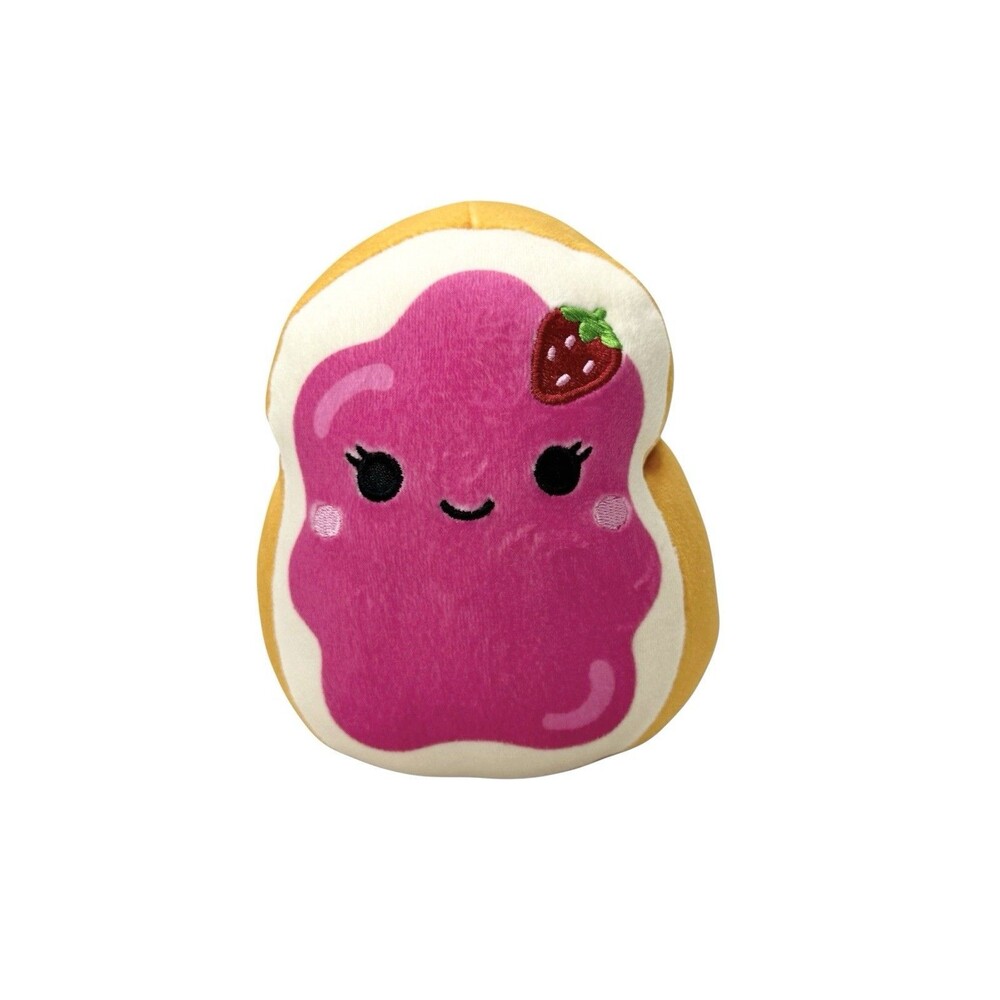Squishmallows Iman Strawberry‎ Jelly Jam Toast 5" Plush 2022 Kellytoy Food Squad